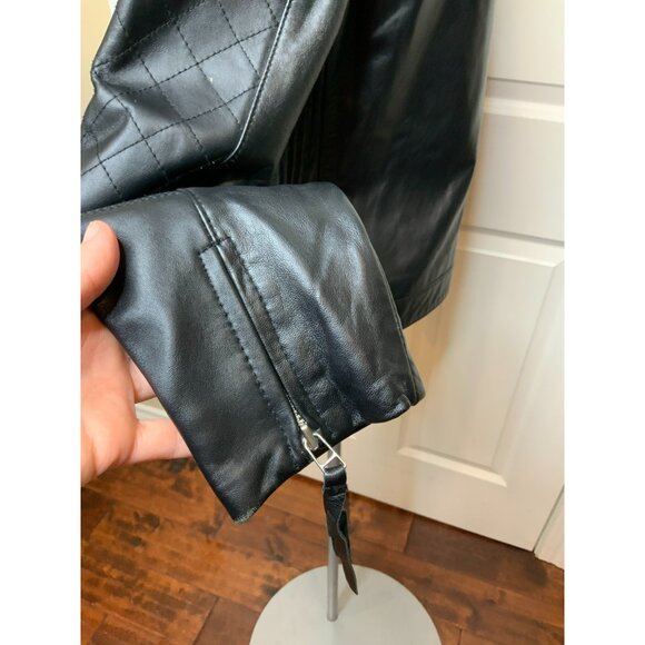 Kelli Kouri Black 100% Genuine Leather Quilted Moto Jacket, Size Medium - Picture 5 of 9